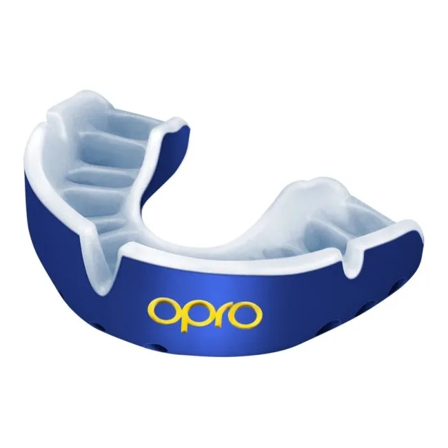 Капа для боксу для дітей OPRO Self-fit GEN5 Youth Gold Dark Blue Pearl