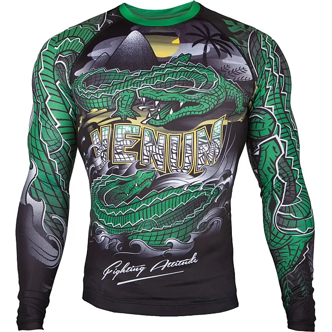 Рашгард VENUM Crocodile Long Sleeves Black Green
