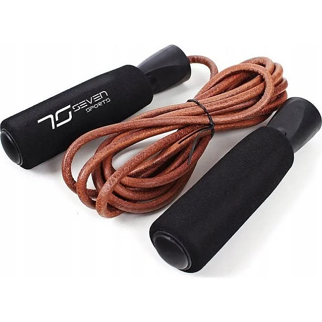Скакалка кожаная 7SPORTS Pro Fitness 300см. с обвесниками SK-2 черная