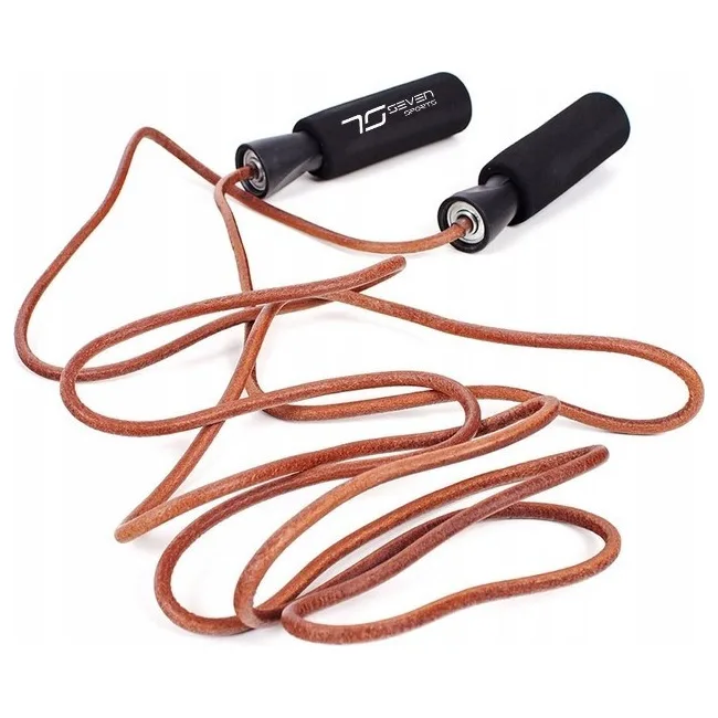Скакалка кожаная 7SPORTS Pro Fitness 300см. с обвесниками SK-2 черная