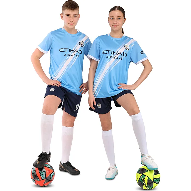 Футбольна форма дитяча із символікою клубу MANCHESTER CITY HAALAND 9 домашня 2026 SP-SPORT CO-617 (Блакитний-білий)