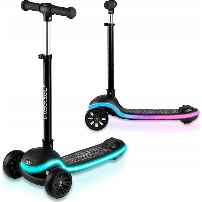 Детский самокат трехколесный Ricokids Leddi черный