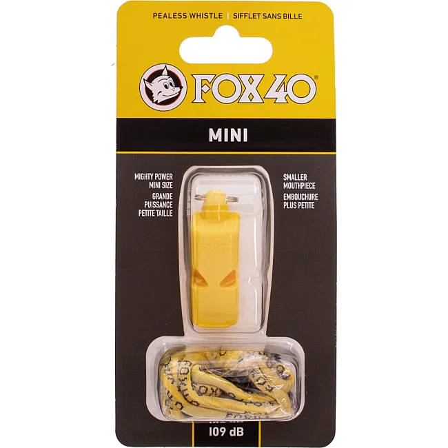 Свисток спортивный судейский пластиковый со шнурком MINI FOX40-MINI (Желтый)