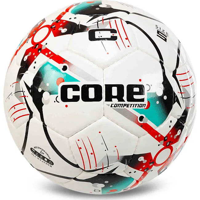 Футбольний м'яч CORE COMPETITION FB-7584 №5 PU (Білий-бірюзовий)