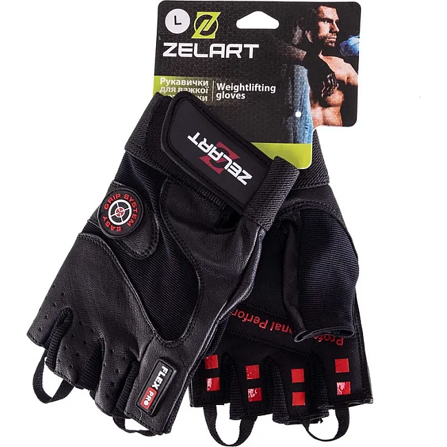 Спортивные перчатки кожаные
 ZELART

 SB-161552 (Черный)