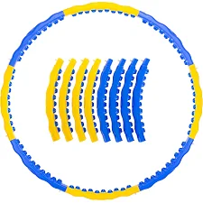 Обруч для похудения массажный разборной Хула Хуп DYNAMIC HOOP JS-6018 8 секций (Желтый-синий)