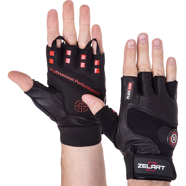 Спортивные перчатки кожаные
 ZELART

 SB-161552 (Черный)