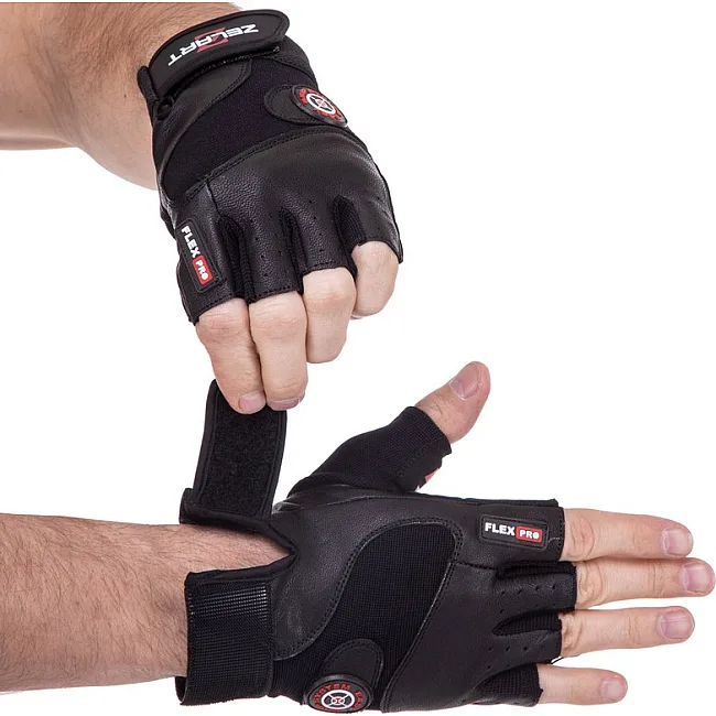 Спортивные перчатки кожаные
 ZELART

 SB-161552 (Черный)