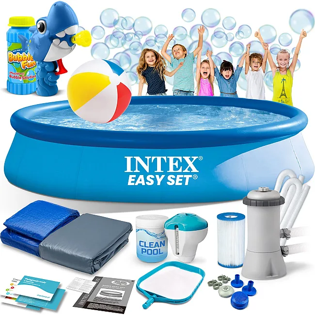 Бассейн надувной 15в1 INTEX 28142, 396 x 84 см + машина для создания пузырей