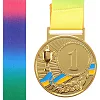Медаль спортивная с лентой SP-SPORT UKRAINE с украинской символикой C-6210 ø5см (Золотой)