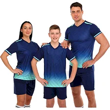 Футбольна форма комплект футболка та шорти LIDONG D8853 4XS-XXL (Темно-синій)