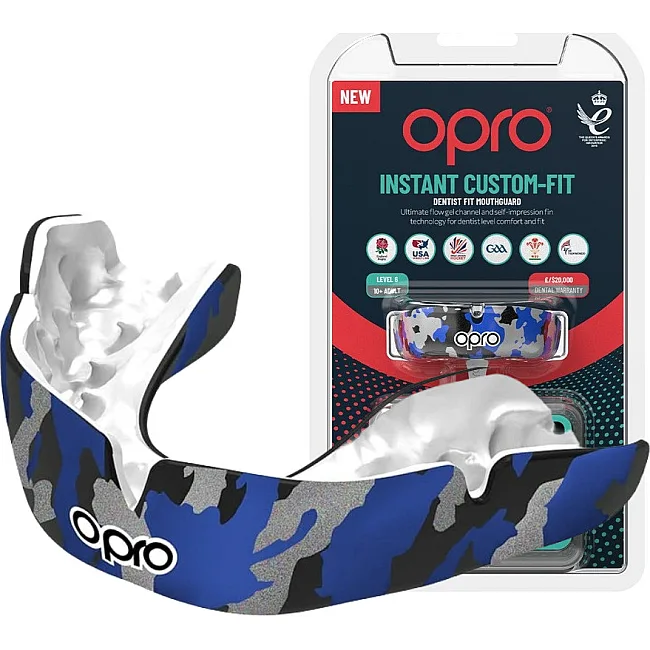 Капа для бокса OPRO Instant CAMO взрослая (возраст 11+) Black/Blue (art.102523001)