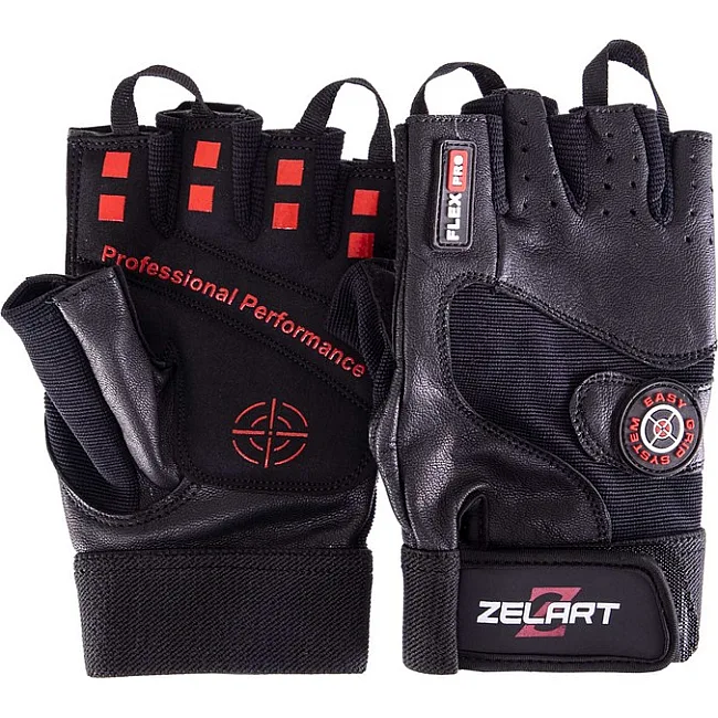 Спортивные перчатки кожаные
 ZELART

 SB-161552 (Черный)