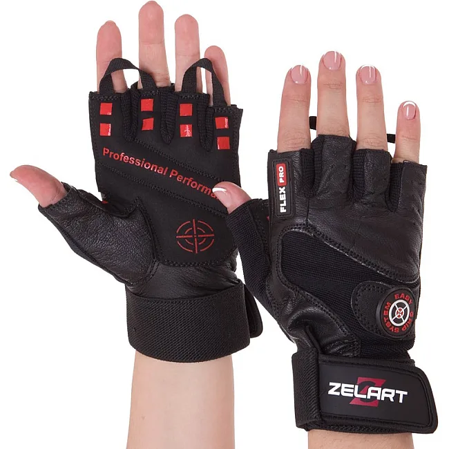 Спортивные перчатки кожаные
 ZELART

 SB-161552 (Черный)