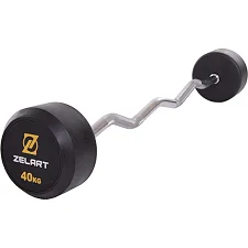 Штанга нерозбірна із фіксованою вагою вигнута ZELART TA-2687-40 довжина-95см 40кг