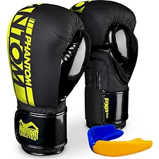 Перчатки для бокса PHANTOM APEX Elastic Neon Black/Yellow (капа в подарок)
