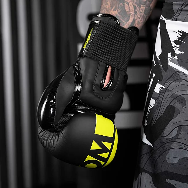 Перчатки для бокса PHANTOM APEX Elastic Neon Black/Yellow (капа в подарок)