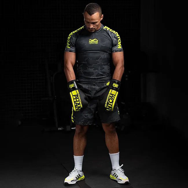 Перчатки для бокса PHANTOM APEX Elastic Neon Black/Yellow (капа в подарок)