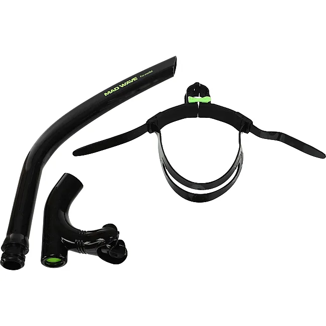Трубка фронтальная дыхательная для плавания MADWAVE PRO SNORKEL M077301 (Черный)