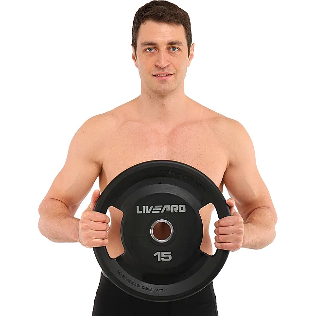 Блины диски полиуретановые 2 Handle металлическая втулка LiveUp LP8337-15 ø51мм 15кг