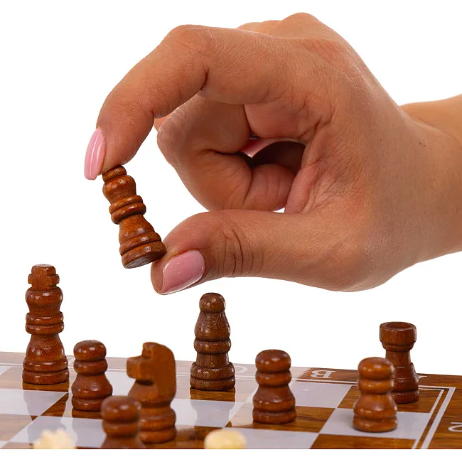 Шахматы шашки нарды 3 в 1 набор настольных игр деревянные SP-SPORT G39 размер 39см x 39м