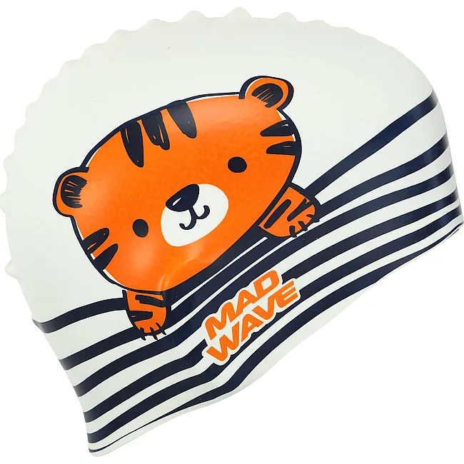 Шапочка для бассейна
 силиконовая юниорская MADWAVE
 Junior TIGER M057315 (Белый)