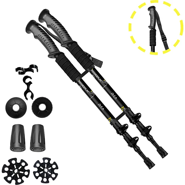 Трекинговые палки PowerPlay 9106 Fika Black/Yellow 60-135 см (пара)