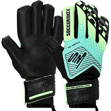 Воротарські рукавички професійні із захистом пальців SOCCERMAX GK-4317 7-11 (Блакитний-салатовий)