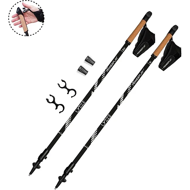 Палки для скандинавской ходьбы PowerPlay 9104 Lykke Black/White 80-135 см (пара)