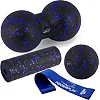 Набор для массажа и йоги PowerPlay PP_4091 EPP (2 мячика + валик массажер 15*5,3 см.) Blue + резинка 7,5 кг.
