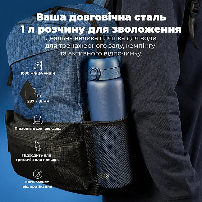 Бутылка для воды металлическая вакуумная ION8 920 мл. Vacuum Insulated, Ash Navy