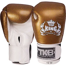 Перчатки для бокса кожаные TOP KING Super Snake TKBGEM-02 8-18унций (Белый-золотой)
