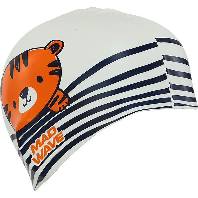 Шапочка для бассейна
 силиконовая юниорская MADWAVE
 Junior TIGER M057315 (Белый)