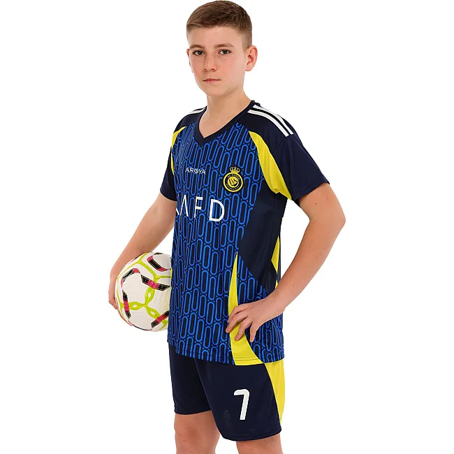 Дитяча футбольна форма із символікою футбольного AL NASSR RONALDO 7 гостьова 2025 SP-SPORT CO-4656