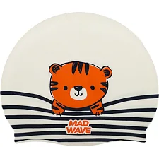 Шапочка для бассейна силиконовая юниорская MADWAVE Junior TIGER M057315 (Белый)