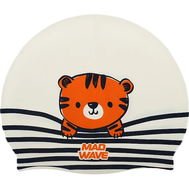 Шапочка для бассейна
 силиконовая юниорская MADWAVE
 Junior TIGER M057315 (Белый)