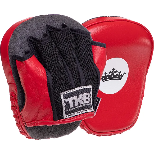 Мини-лапа боксерская изогнутая тренировочная кожа TOP KING Light Weight TKFML 18x15x4см 2штуки (Красный)