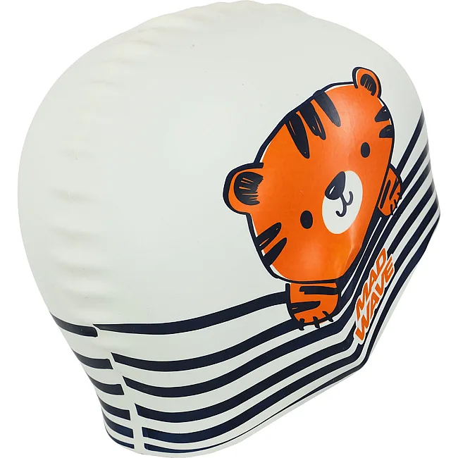 Шапочка для бассейна
 силиконовая юниорская MADWAVE
 Junior TIGER M057315 (Белый)