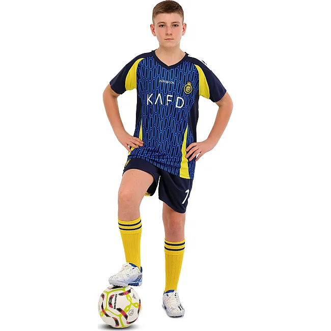Дитяча футбольна форма із символікою футбольного AL NASSR RONALDO 7 гостьова 2025 SP-SPORT CO-4656