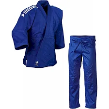 Кимоно для дзюдо Adidas Club J350BP (синее с серебряными полосами на плечах)