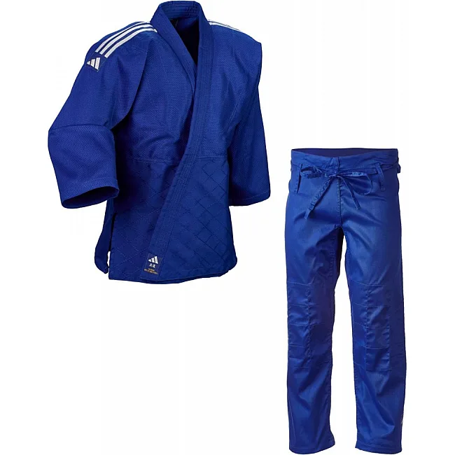 Кимоно для дзюдо Adidas Club J350BP (синее с серебряными полосами на плечах)
