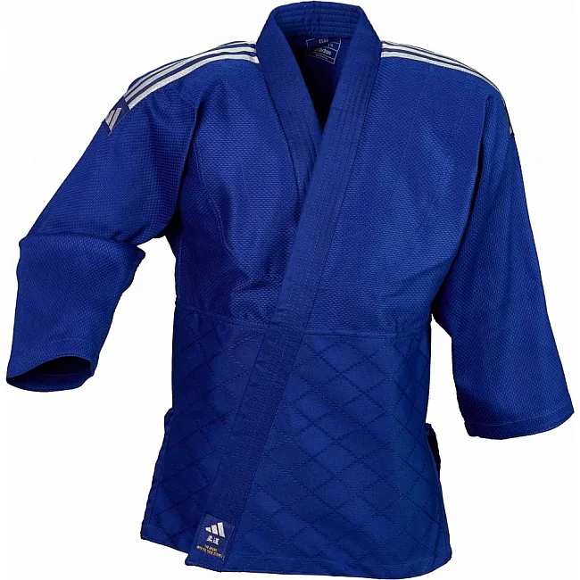 Кимоно для дзюдо Adidas Club J350BP (синее с серебряными полосами на плечах)