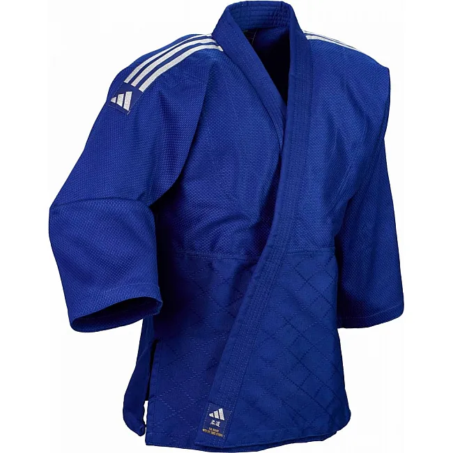 Кимоно для дзюдо Adidas Club J350BP (синее с серебряными полосами на плечах)