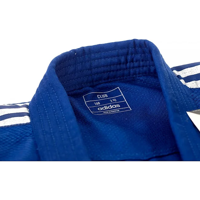 Кимоно для дзюдо Adidas Club J350BP (синее с серебряными полосами на плечах)