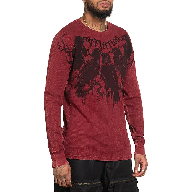 Чоловічий лонгслів AFFLICTION Crows Burgandy Lava Wash