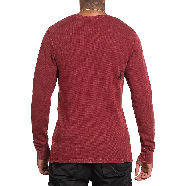 Чоловічий лонгслів AFFLICTION Crows Burgandy Lava Wash