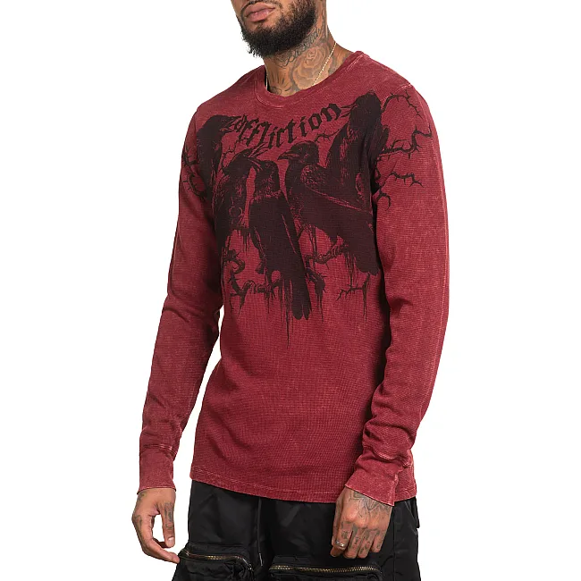 Чоловічий лонгслів AFFLICTION Crows Burgandy Lava Wash