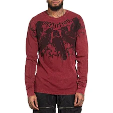 Лонгслив AFFLICTION Crows Burgandy Lava Wash