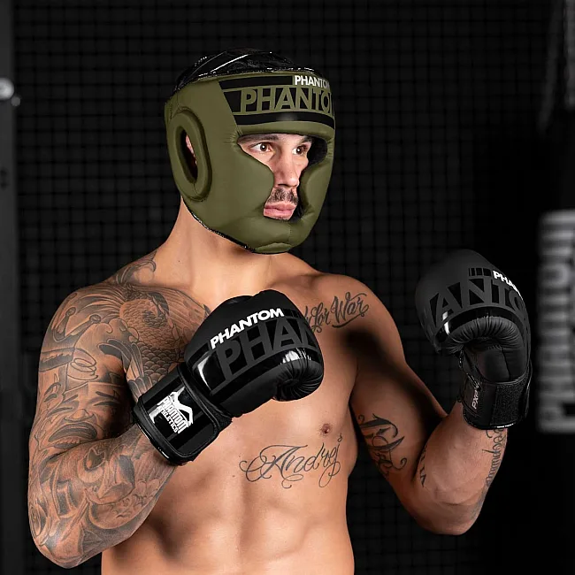 Шлем для бокса PHANTOM APEX Full Face Army Green (капа в подарок)