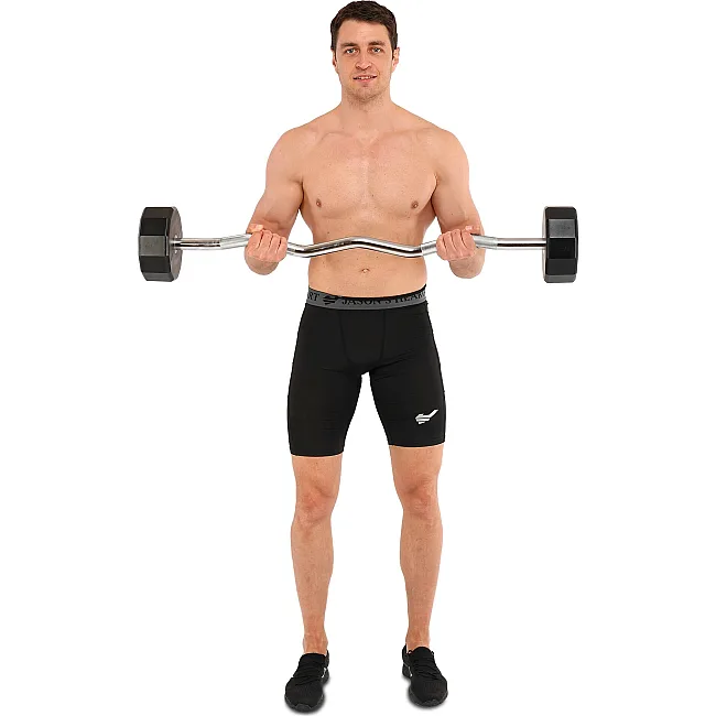 Штанга неразборная с фиксированным весом изогнутая PEV HAMMER STRENGHT TA-9978-35 (Черный)